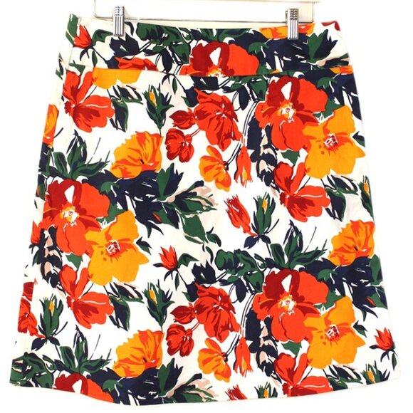 OSCAR by Oscar de la Renta Floral A-Line Stretchy Cotton Skirt - Picture 5 of 9